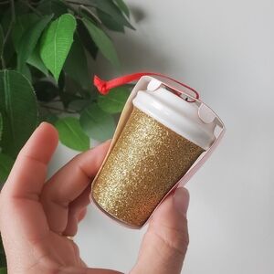 Starbucks Gold Glitter Mini Cup Keychain 2018 Christmas Holiday